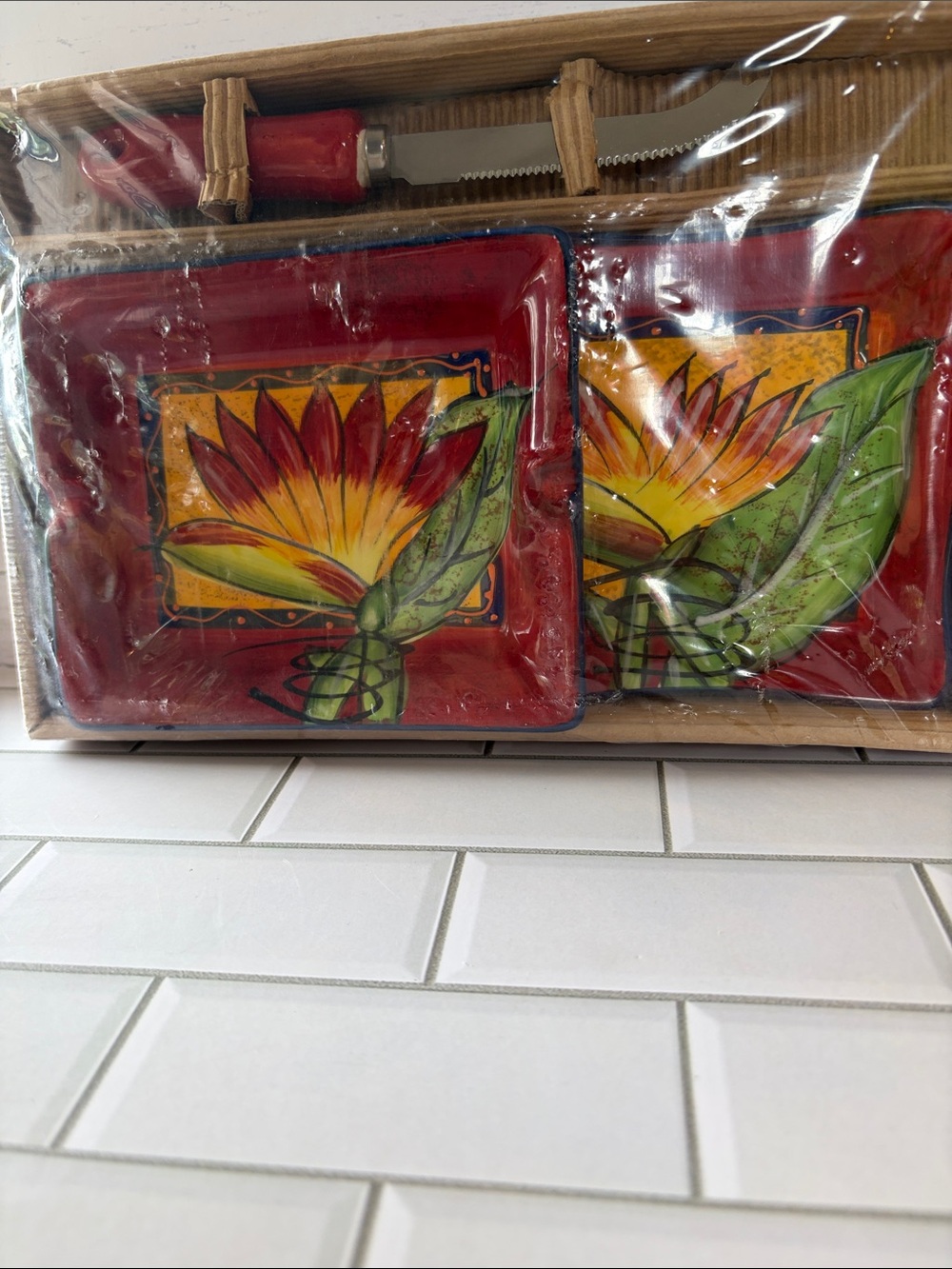 Hand-Painted Floral Ceramic Appetizer Plates - Set of 2